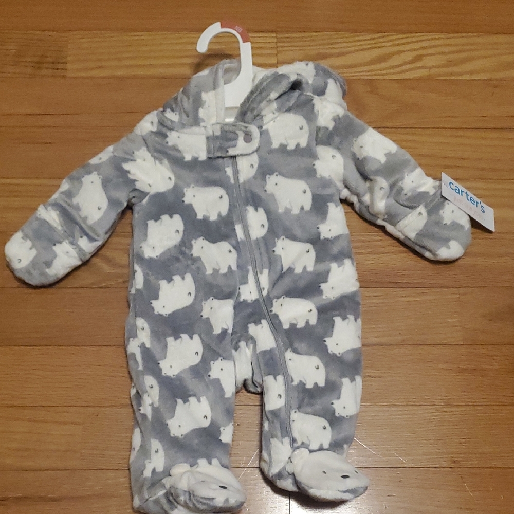 Carter's Gray and White Cozy Footie One Piece